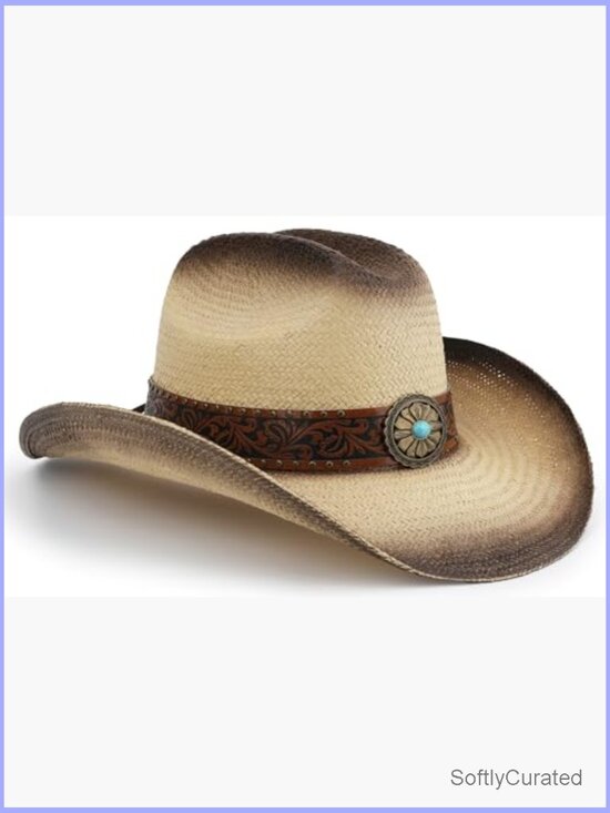 Western Straw Cowboy Hat with Wide Brim, Cattleman Crease, Unisex Sun Hat main image 6
